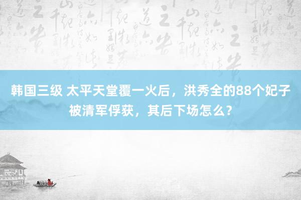 韩国三级 太平天堂覆一火后，洪秀全的88个妃子被清军俘获，其后下场怎么？