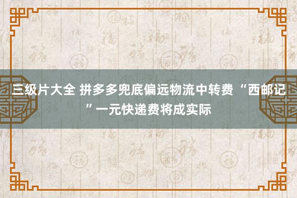 三级片大全 拼多多兜底偏远物流中转费 “西邮记”一元快递费将成实际