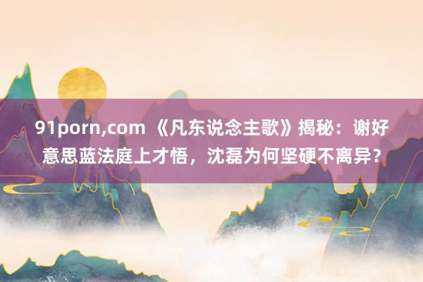 91porn，com 《凡东说念主歌》揭秘：谢好意思蓝法庭上才悟，沈磊为何坚硬不离异？