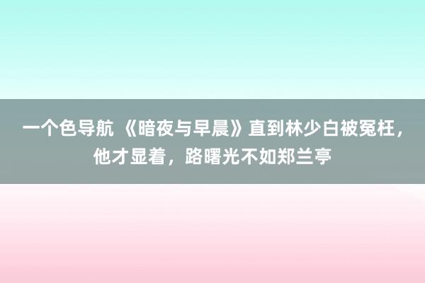 一个色导航 《暗夜与早晨》直到林少白被冤枉，他才显着，路曙光不如郑兰亭