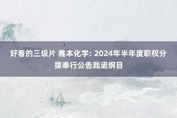 好看的三级片 雅本化学: 2024年半年度职权分拨奉行公告践诺纲目