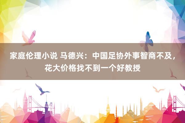 家庭伦理小说 马德兴：中国足协外事智商不及，花大价格找不到一个好教授