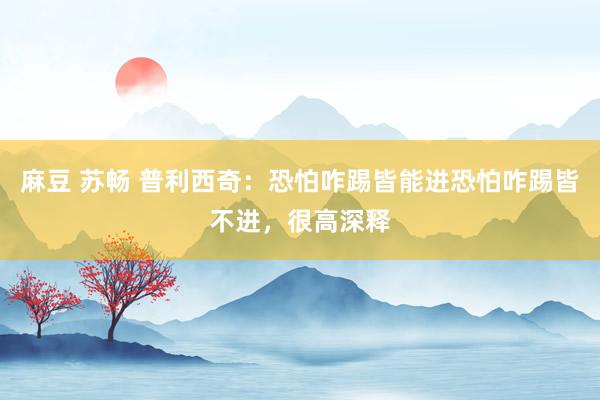 麻豆 苏畅 普利西奇：恐怕咋踢皆能进恐怕咋踢皆不进，很高深释