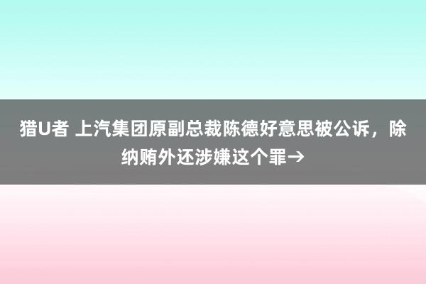 猎U者 上汽集团原副总裁陈德好意思被公诉，除纳贿外还涉嫌这个罪→