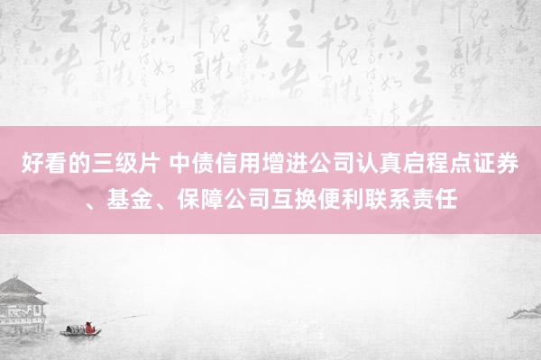 好看的三级片 中债信用增进公司认真启程点证券、基金、保障公司互换便利联系责任