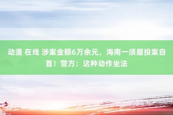 动漫 在线 涉案金额6万余元，海南一须眉投案自首！警方：这种动作坐法