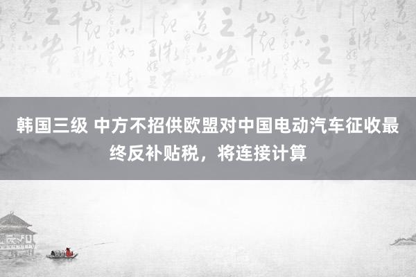 韩国三级 中方不招供欧盟对中国电动汽车征收最终反补贴税，将连接计算