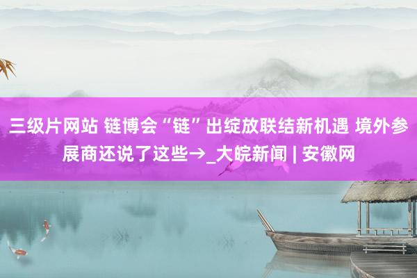 三级片网站 链博会“链”出绽放联结新机遇 境外参展商还说了这些→_大皖新闻 | 安徽网