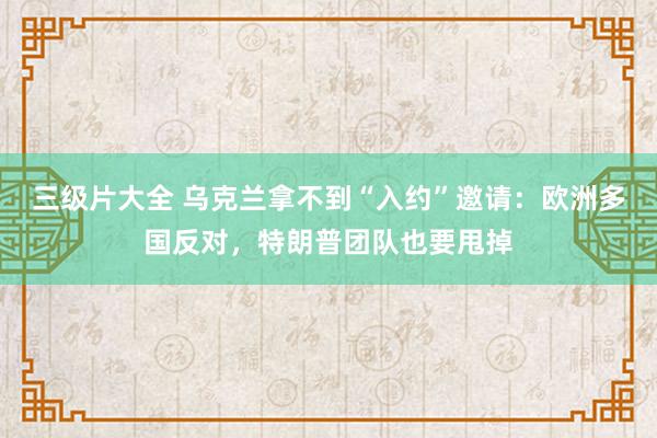 三级片大全 乌克兰拿不到“入约”邀请：欧洲多国反对，特朗普团队也要甩掉