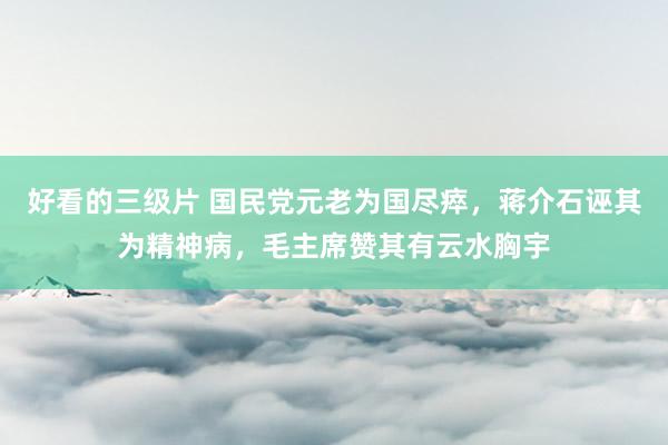 好看的三级片 国民党元老为国尽瘁，蒋介石诬其为精神病，毛主席赞其有云水胸宇