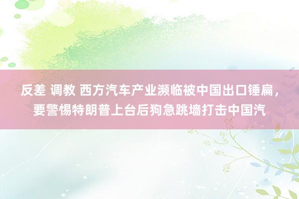 反差 调教 西方汽车产业濒临被中国出口锤扁，要警惕特朗普上台后狗急跳墙打击中国汽