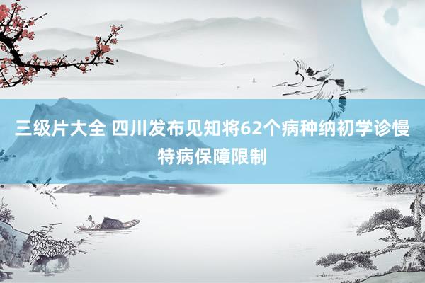 三级片大全 四川发布见知将62个病种纳初学诊慢特病保障限制