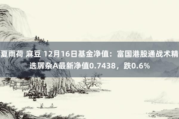 夏雨荷 麻豆 12月16日基金净值：富国港股通战术精选羼杂A最新净值0.7438，跌0.6%