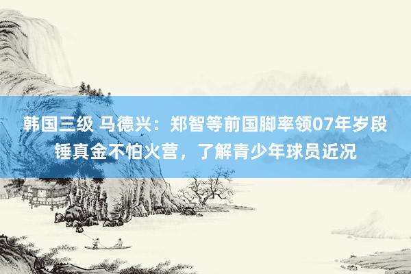 韩国三级 马德兴：郑智等前国脚率领07年岁段锤真金不怕火营，了解青少年球员近况