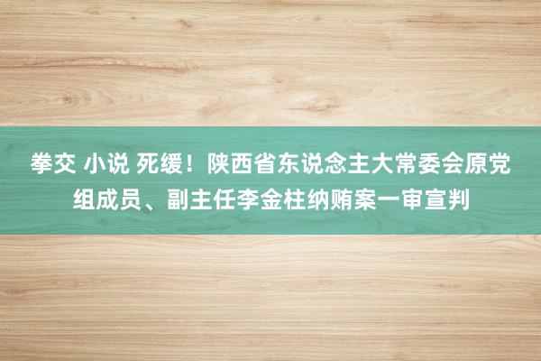 拳交 小说 死缓！陕西省东说念主大常委会原党组成员、副主任李金柱纳贿案一审宣判