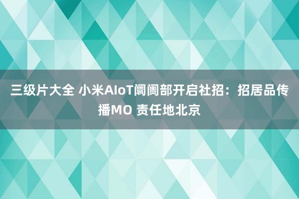 三级片大全 小米AIoT阛阓部开启社招：招居品传播MO 责任地北京