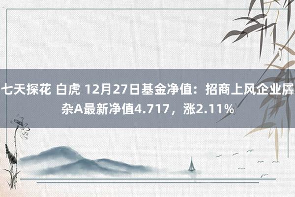 七天探花 白虎 12月27日基金净值：招商上风企业羼杂A最新净值4.717，涨2.11%