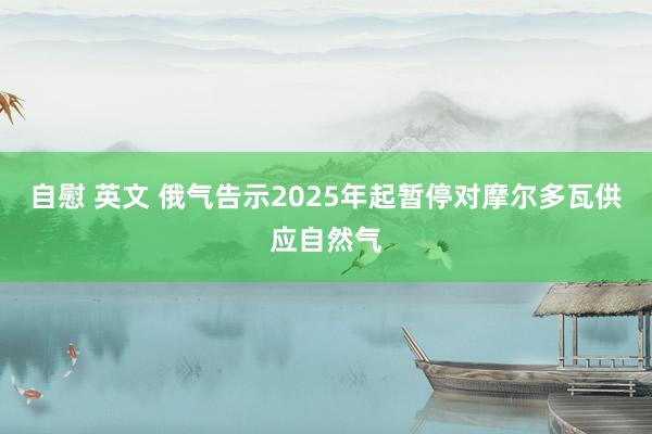 自慰 英文 俄气告示2025年起暂停对摩尔多瓦供应自然气