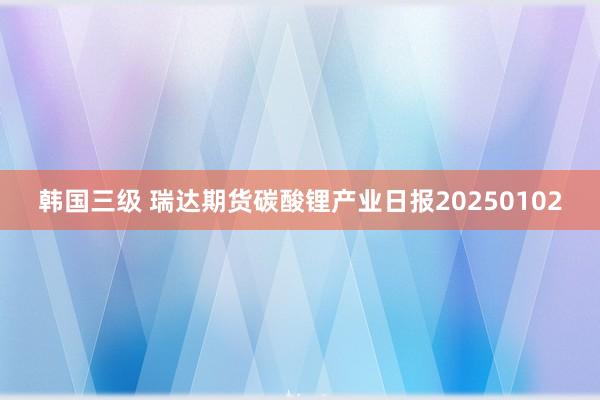 韩国三级 瑞达期货碳酸锂产业日报20250102