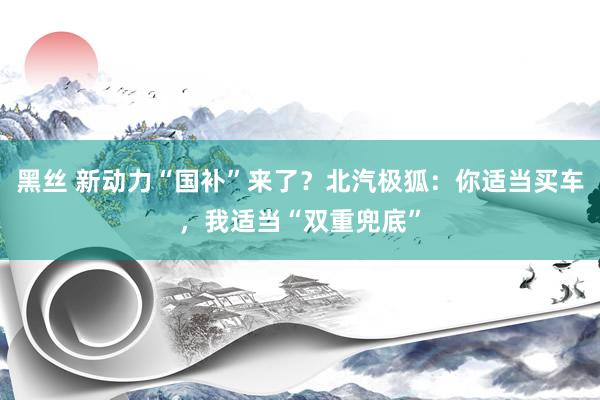 黑丝 新动力“国补”来了？北汽极狐：你适当买车，我适当“双重兜底”