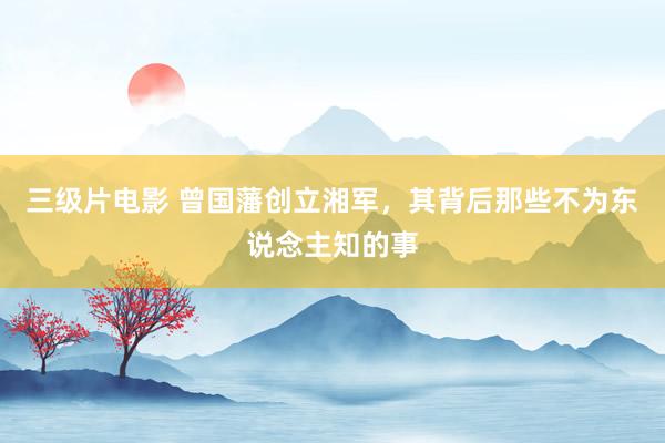 三级片电影 曾国藩创立湘军，其背后那些不为东说念主知的事