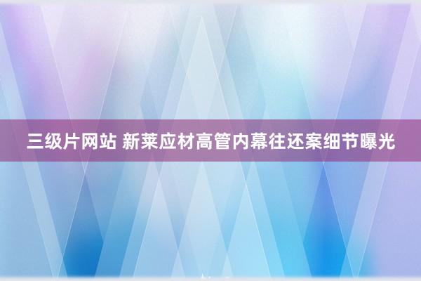 三级片网站 新莱应材高管内幕往还案细节曝光