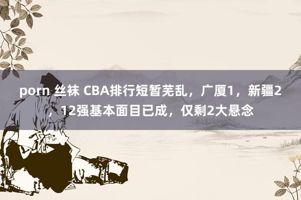 porn 丝袜 CBA排行短暂芜乱，广厦1，新疆2，12强基本面目已成，仅剩2大悬念