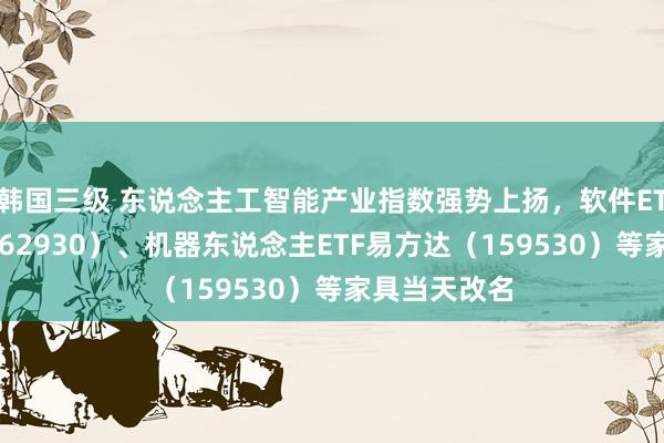 韩国三级 东说念主工智能产业指数强势上扬，软件ETF易方达（562930）、机器东说念主ETF易方达（159530）等家具当天改名